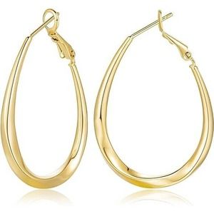 14K Gold Hoop Earrings, Chunky Gold Hoop Earrings 14K Gold, Thick Hoop